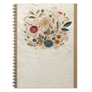 Whimsical Garden Pressed Flowers Bohemian becomes  Notizblock