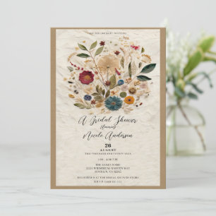 Whimsical Garden Pressed Flowers Bohemian Braut-St Einladung