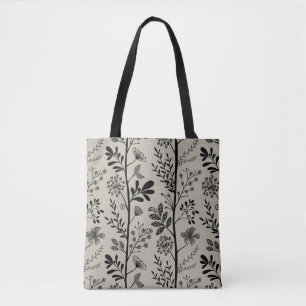 Whimsical Garden Reverie Schwarze Florale Silhouet