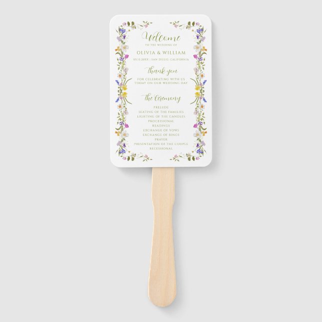 Whimsical Garden Wildblume Wedding Fächer (Vorderseite)
