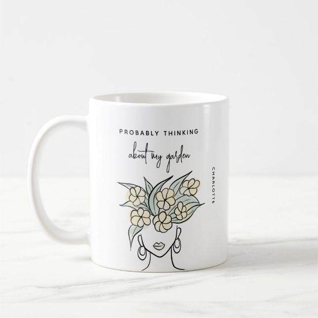 Whimsical Gardene Yellow Floral Personalisiert Kaffeetasse (Links)