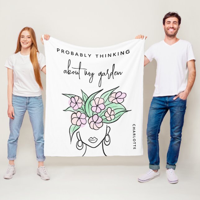 Whimsical Gardener Boho Floral Personalisiert Fleecedecke (Beispiel)