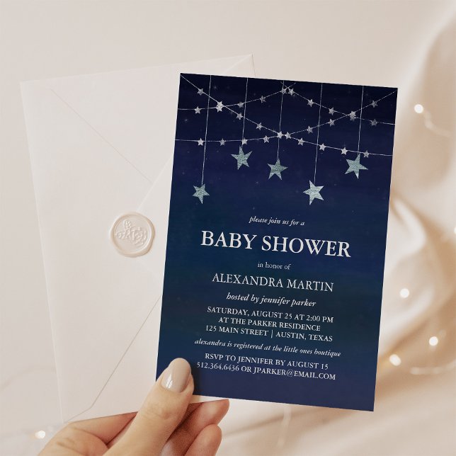 Whimsical Garlands of Stars in Sky Baby Shower Einladung (Von Creator hochgeladen)