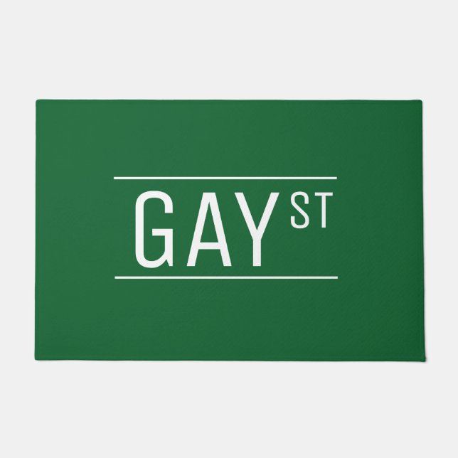 Whimsical Gay Street Sign Pride Quees LGBTIQ Party Fußmatte (Vorderseite)