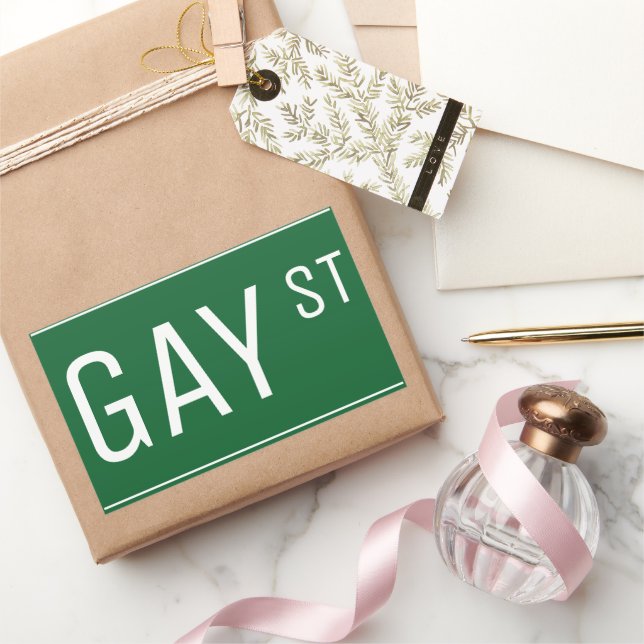 Whimsical Gay Street Sign Pride Quees LGBTIQ Party Rechteckiger Aufkleber (Schenken)