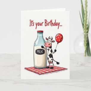 Whimsical Geburtstagskuh Ballonkarte Karte
