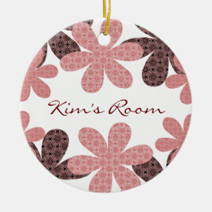 Whimsical Gemusterte Blume Door Hanger Ornament