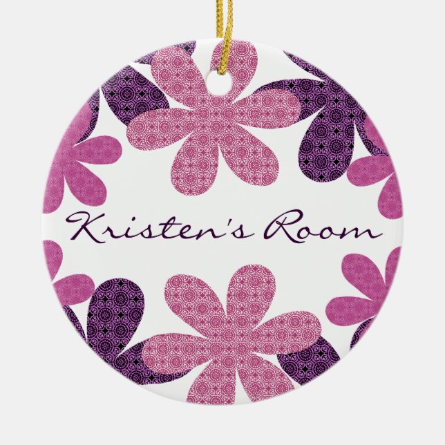 Whimsical Gemusterte Blume Door Hanger Ornament (Vorne)