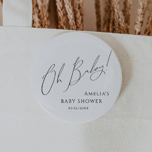 Whimsical Gender Neutral Oh Baby Button