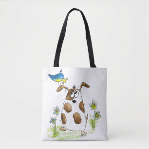 Whimsical Gepunktet Dog with Bird