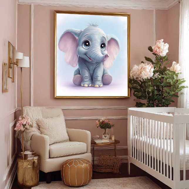Whimsical Ghibli Inspiriert Baby Elephant Art Prin Poster (Von Creator hochgeladen)