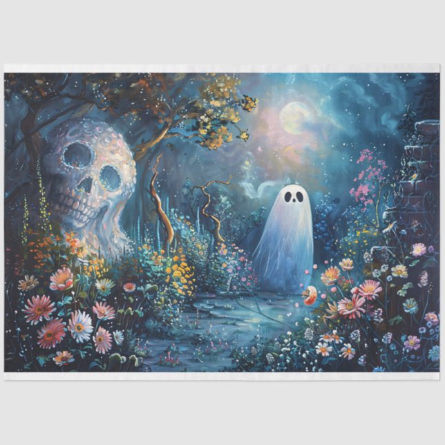Whimsical Ghost Garden Entdeckungsreise Seidenpapier (Vorderseite)