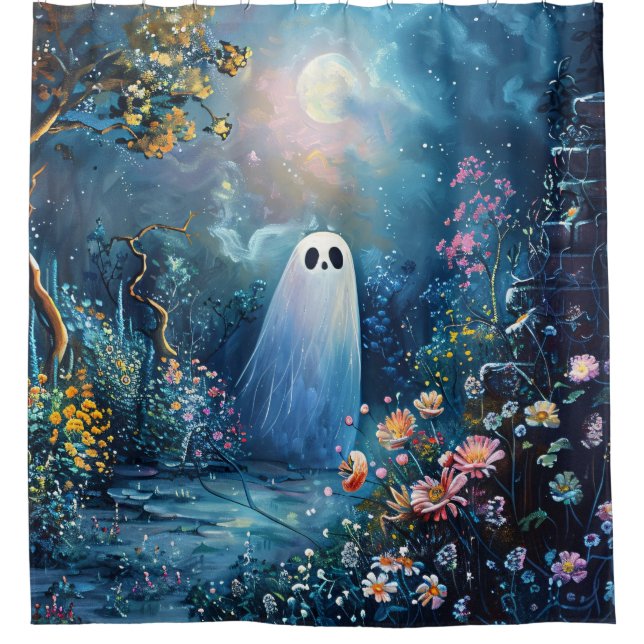 Whimsical Ghost Garden Wanderweg Duschvorhang (Vorderseite)