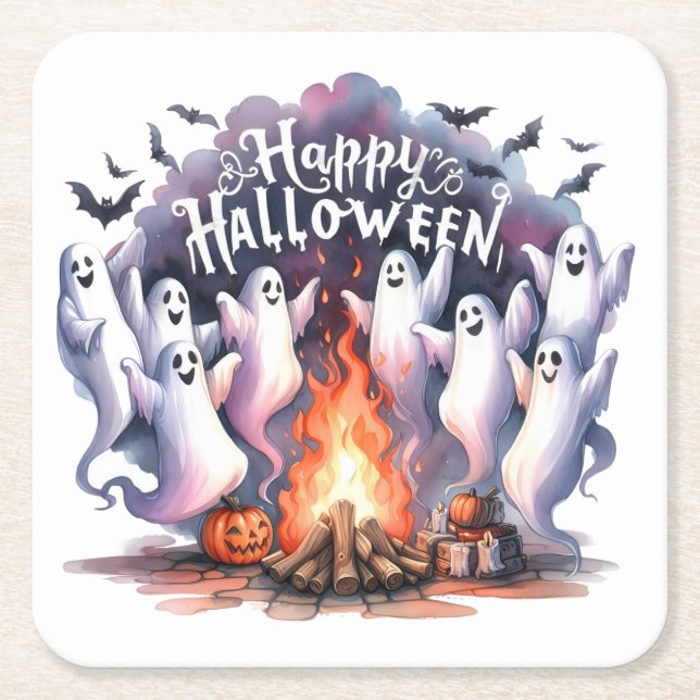 Whimsical Ghost Halloween Paper Untersetzer (Vorderseite)