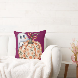 Whimsical Ghost und Floral Pumpkin Flüchtige Blick Kissen