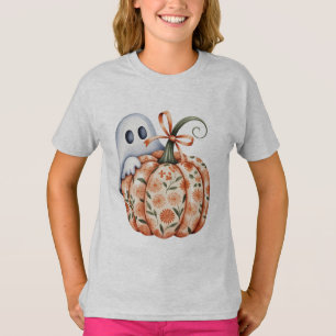 Whimsical Ghost und Floral Pumpkin Flüchtige Blick T-Shirt