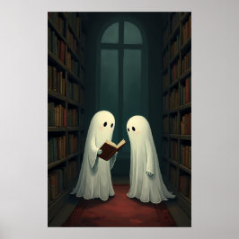Whimsical Ghosts in a Cosy Reading Haven - Bibliot Poster