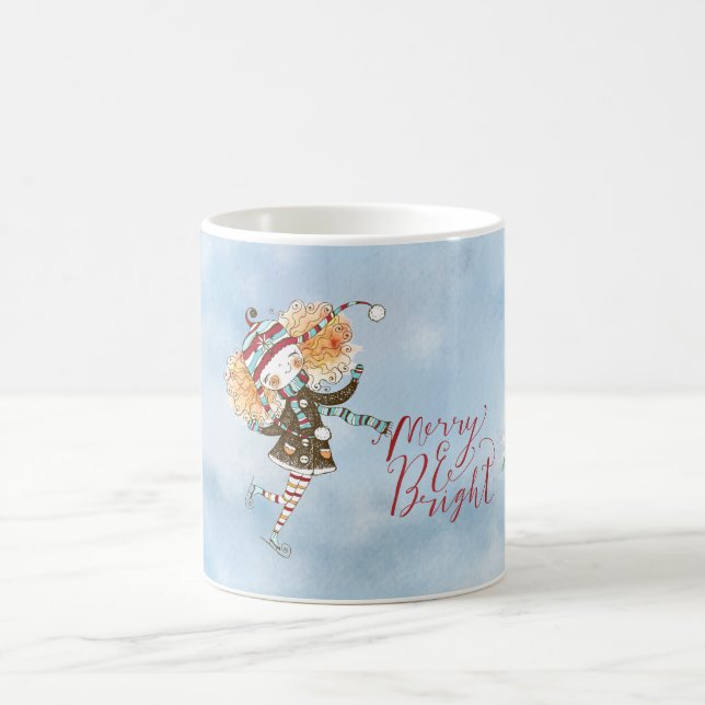 Whimsical Ginger Hair Ice Skater Holiday Kaffeetasse (Mittel)