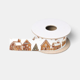 Whimsical Gingerbread Häuser Weihnachtsdorf Satinband