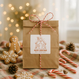 Whimsical Gingerbread House Frohe Weihnachten Quadratischer Aufkleber
