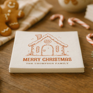 Whimsical Gingerbread House Frohe Weihnachten Serviette