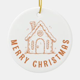 Whimsical Gingerbread House Merry Christmas Keramik Ornament