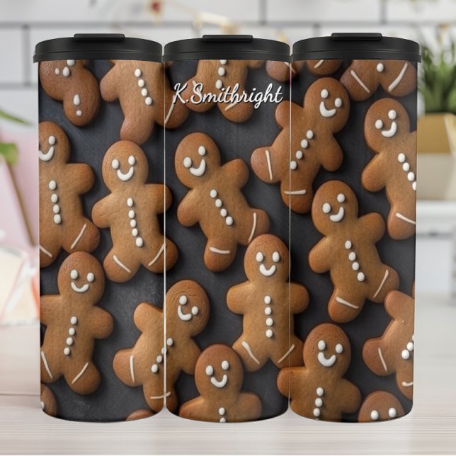 Whimsical Gingerbread Men Array Thermosbecher (Von Creator hochgeladen)