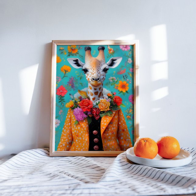 Whimsical Giraffe in lebendiger, floraler Dekoupag Seidenpapier (Von Creator hochgeladen)