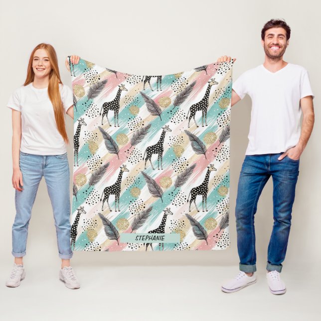 Whimsical Giraffe Polka Dot Pattern - Pastel Fleecedecke (Beispiel)