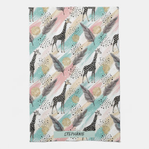 Whimsical Giraffe Polka Dot Pattern - Pastel Geschirrtuch