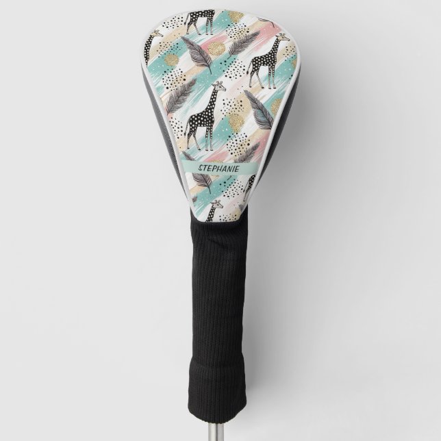 Whimsical Giraffe Polka Dot Pattern - Pastel Golf Headcover (Vorderseite)