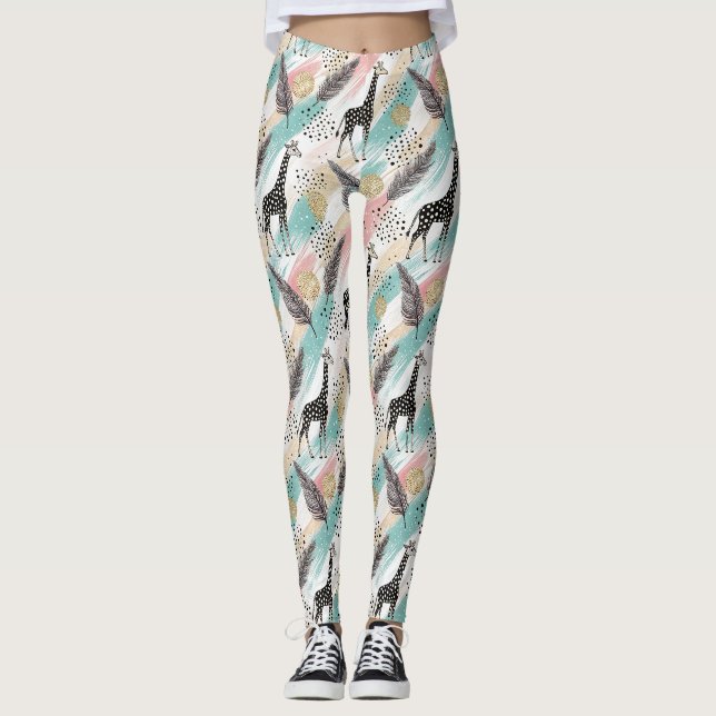 Whimsical Giraffe Polka Dot Pattern - Pastel Leggings (Vorderseite)