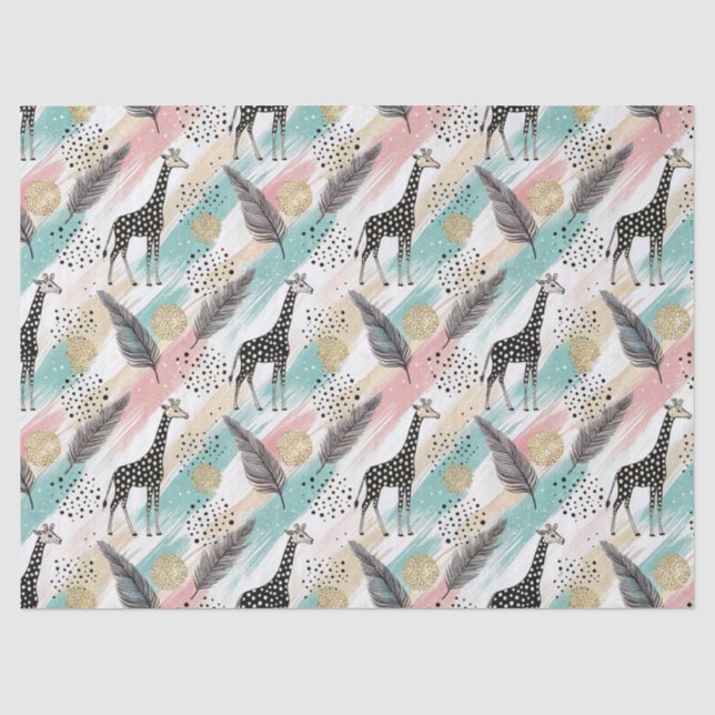 Whimsical Giraffe Polka Dot Pattern - Pastel Seidenpapier (Vorderseite)