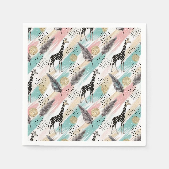 Whimsical Giraffe Polka Dot Pattern - Pastel Serviette (Vorderseite)