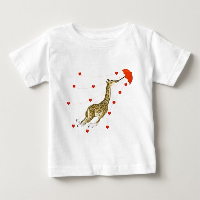 Whimsical Giraffe Red Hearts T - Shirt (Vorderseite)