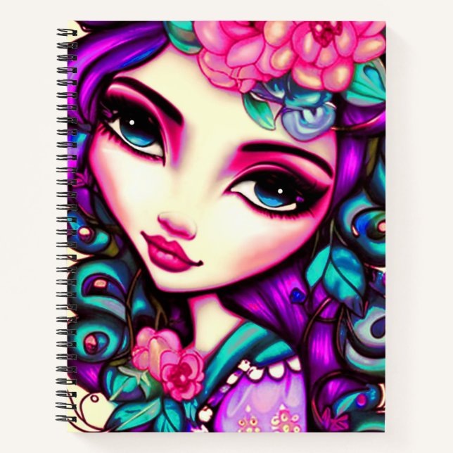 Whimsical Girl Artistic Notebook Notizbuch (Vorderseite)