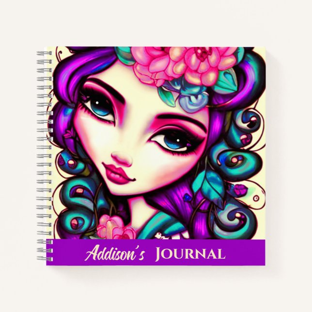 Whimsical Girl Artistic Notebook Notizbuch (Vorderseite)