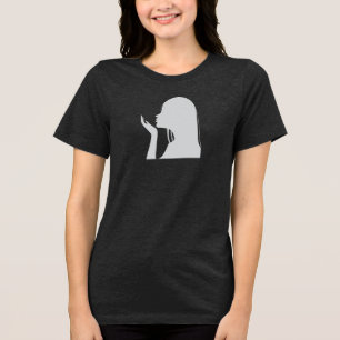 Whimsical Girl bläst in Palm Silhouette T-Shirt Tri-Blend Shirt