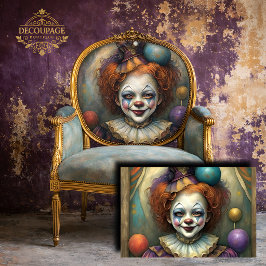 Whimsical Girl Clown Decoupage Seidenpapier
