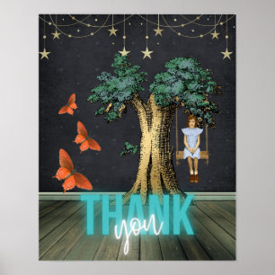 Whimsical Girl in Swing Surreal Danke Poster