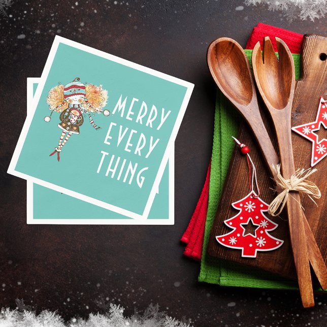 Whimsical Girl Merry alles Weihnachten Serviette (Von Creator hochgeladen)