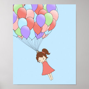 Whimsical Girl mit Balloons Poster