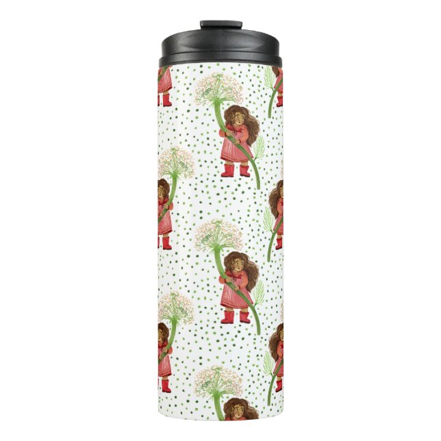 Whimsical Girl mit Dandelion Pattern Thermosbecher (Vorderseite)