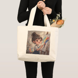 Whimsical Girl Tote Bag Jumbo Stoffbeutel