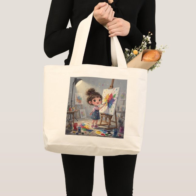 Whimsical Girl Tote Bag Jumbo Stoffbeutel (Vorderseite (Produkt))