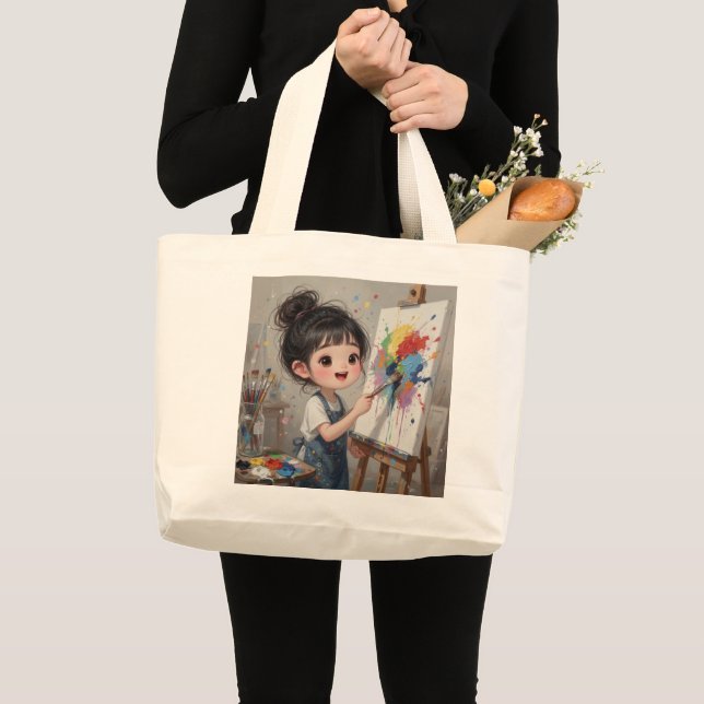 Whimsical Girl Tote Bag Jumbo Stoffbeutel (Vorderseite (Produkt))