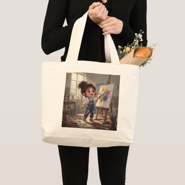 Whimsical Girl Tote Bag Jumbo Stoffbeutel (Vorderseite (Produkt))