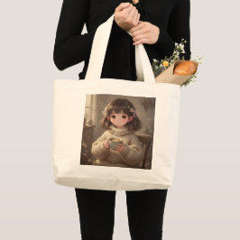 Whimsical Girl Tote Bag Jumbo Stoffbeutel