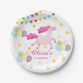 Whimsical Girls erste Niedliche Rosa Einhorn Gebur Pappteller