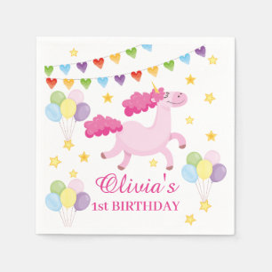 Whimsical Girls erste Niedliche Rosa Einhorn Gebur Serviette
